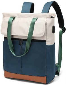 Women Convertible Tote Daypack Laptop Backpack Wide Top Open