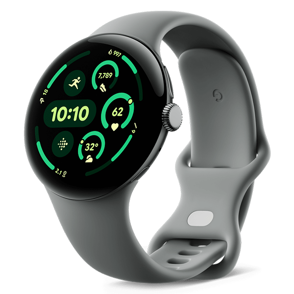 Google Pixel Watch 3 Champagne Gold Aluminum Case with Hazel Active Band