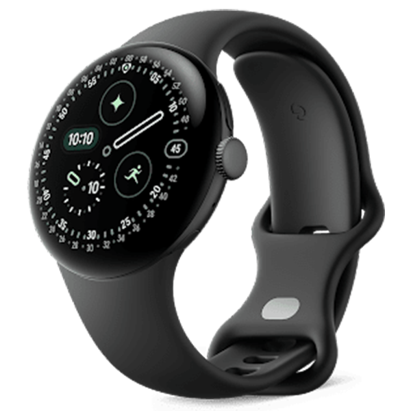 Google Pixel Watch 4 Matte Black Aluminum case with Obsidian Active Band