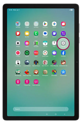 Zong 5G Galaxy Tab A11 Plus Choose Settings