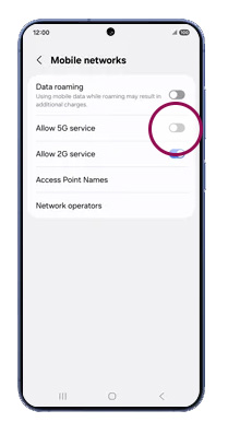 Zong 5G Samsung Galaxy S25 Plus Turn on Allow 5G service