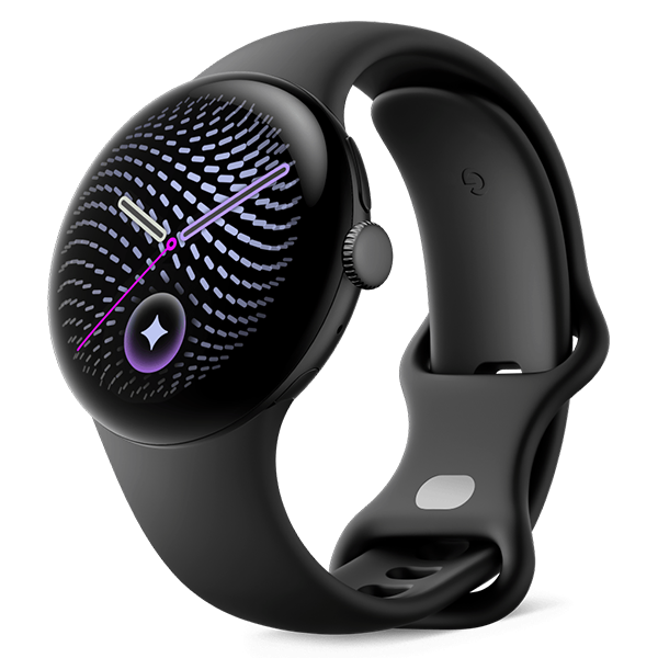 Google Pixel Watch 5 Matte Black Aluminum Case with Obsidian Active Band