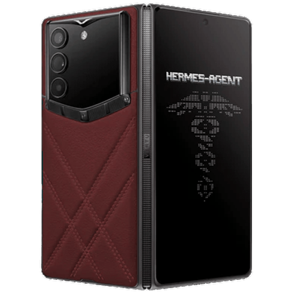 Vertu AlphaFold Stitched Calfskin Red & Brown